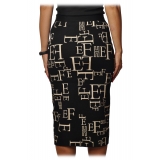 Elisabetta Franchi - Skirt in Logo Fantasy - Black/White - Skirt - Made in Italy - Luxury Exclusive Collection