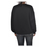 Elisabetta Franchi - Oversized Sweatshirt with Logo - Black - Sweatshirt - Made in Italy - Luxury Exclusive Collection