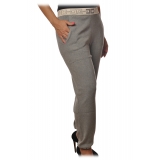 Elisabetta Franchi - Sporty Trousers with Logoed Elastic - Grey - Trousers - Made in Italy - Luxury Exclusive Collection