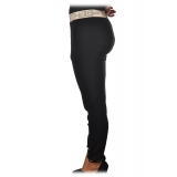 Elisabetta Franchi - Sporty Trousers with Logoed Elastic - Black - Trousers - Made in Italy - Luxury Exclusive Collection
