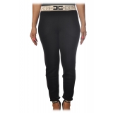 Elisabetta Franchi - Sporty Trousers with Logoed Elastic - Black - Trousers - Made in Italy - Luxury Exclusive Collection