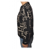 Elisabetta Franchi - Sweater in Logoed Pattern - Black - Pullover - Made in Italy - Luxury Exclusive Collection