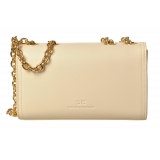 Elisabetta Franchi - Bag in Eco-Leather with Gold Chain and Logo - Butter - Bag - Made in Italy - Luxury Exclusive Collection