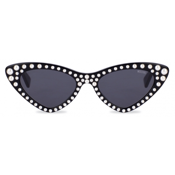 Moschino - Cat-Eye Sunglasses with Pearls - Black - Moschino 