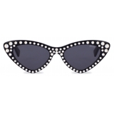 Moschino - Cat-Eye Sunglasses with Pearls - Black - Moschino Eyewear