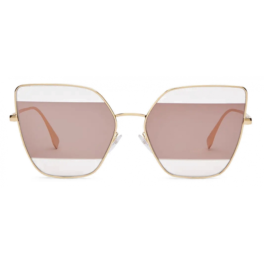 Fendi - Fendi Stripes - Cat-Eye Sunglasses - Gold Grey - Sunglasses - Fendi  Eyewear - Avvenice