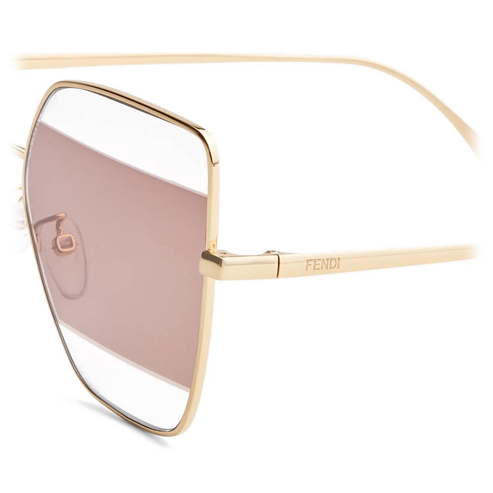 Fendi - Fendi Stripes - Cat-Eye Sunglasses - Gold Grey - Sunglasses - Fendi  Eyewear - Avvenice