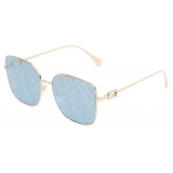 Fendi - Baguette - Square Sunglasses - Gold Light Blue - Sunglasses - Fendi Eyewear