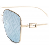 Fendi - Baguette - Square Sunglasses - Gold Light Blue - Sunglasses - Fendi Eyewear