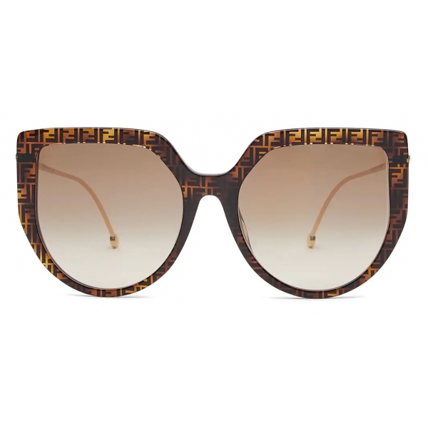 Fendi - F is Fendi - Round Sunglasses - Gold Havana - Sunglasses - Fendi Eyewear