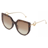 Fendi - F is Fendi - Round Sunglasses - Gold Havana - Sunglasses - Fendi Eyewear