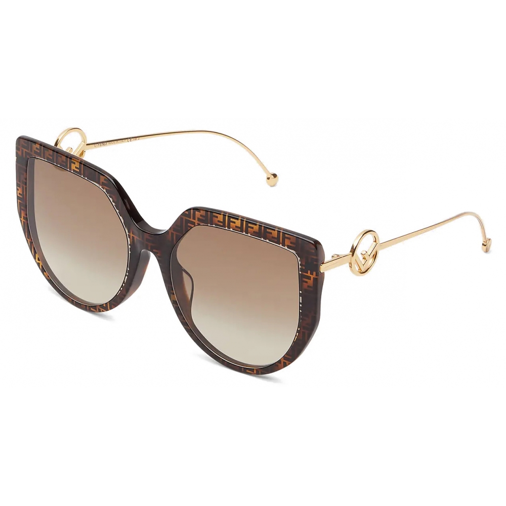 Fendi - F is Fendi - Round Sunglasses - Gold Havana - Sunglasses