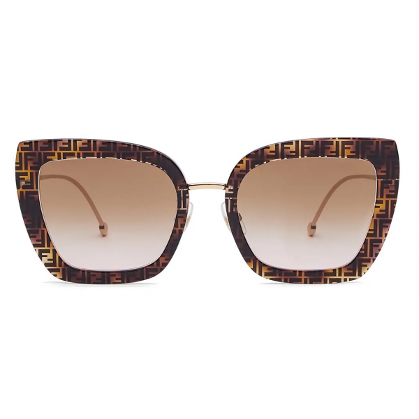 Fendi - F is Fendi - Square Sunglasses - Gold Havana - Sunglasses - Fendi Eyewear
