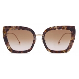 Fendi - F is Fendi - Square Sunglasses - Gold Havana - Sunglasses - Fendi Eyewear