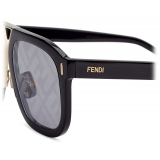 Fendi - Fendi Force - Occhiali da Sole Rettangolare - Oro Nero - Occhiali da Sole - Fendi Eyewear