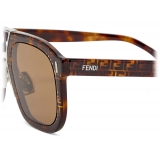 Fendi - Fendi Force - Rectangular Sunglasses - Ruthenium Havana - Sunglasses - Fendi Eyewear