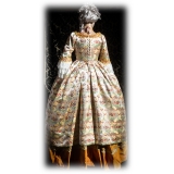 Nicolao Atelier - Woman Dress in Liseré Flowered - Historical Costume - 1700 - Made in Italy - Luxury Exclusive Collection
