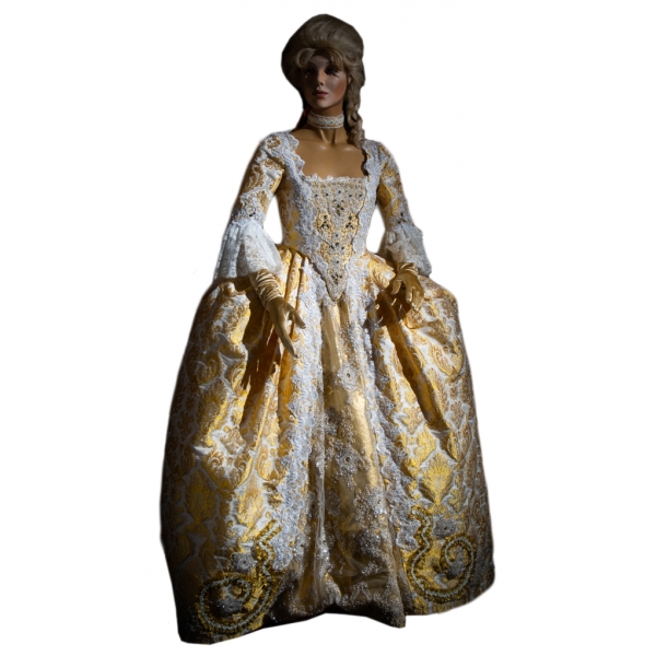 Nicolao Atelier - Lampasso Gold-White Woman Dress - Historical Costume - 1700 - Made in Italy - Luxury Exclusive Collection