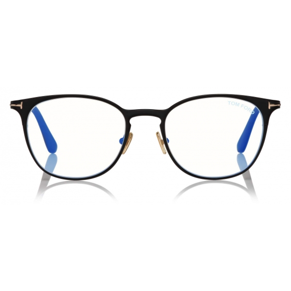 Tom Ford - Blue Block Rounded Opticals - Round Optical Glasses - Black ...