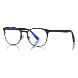 Tom Ford - Blue Block Rounded Opticals - Occhiali da Vista Rotondi - Nero - FT5732-B - Occhiali da Vista - Tom Ford Eyewear