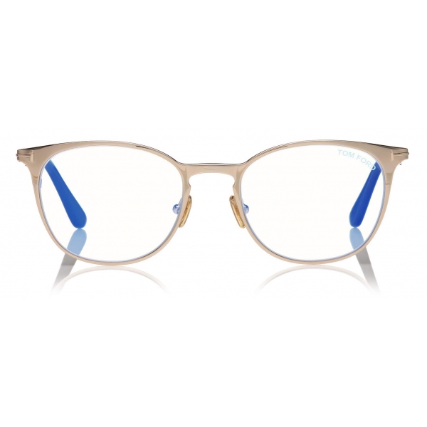 Tom Ford - Blue Block Rounded Opticals - Round Optical Glasses - Gold Rose - FT5732-B - Optical Glasses - Tom Ford Eyewear