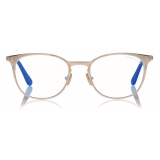 Tom Ford - Blue Block Rounded Opticals - Occhiali da Vista Rotondi - Oro Rosa - FT5732-B - Occhiali da Vista - Tom Ford Eyewear
