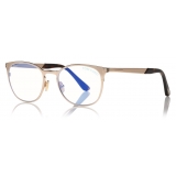 Tom Ford - Blue Block Rounded Opticals - Occhiali da Vista Rotondi - Oro Rosa - FT5732-B - Occhiali da Vista - Tom Ford Eyewear
