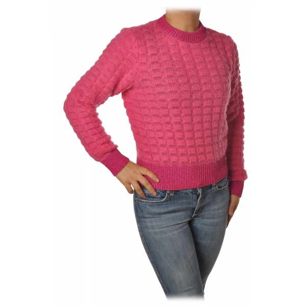 Pinko - Sweater with Embossed Wool Motif - Pink - Sweater - Made in Italy - Luxury Exclusive Collection