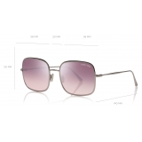 Tom Ford - Keira Sunglasses - Occhiali da Sole Quadrati - Rutenio Chiaro Lucido - FT0865 - Occhiali da Sole - Tom Ford Eyewear