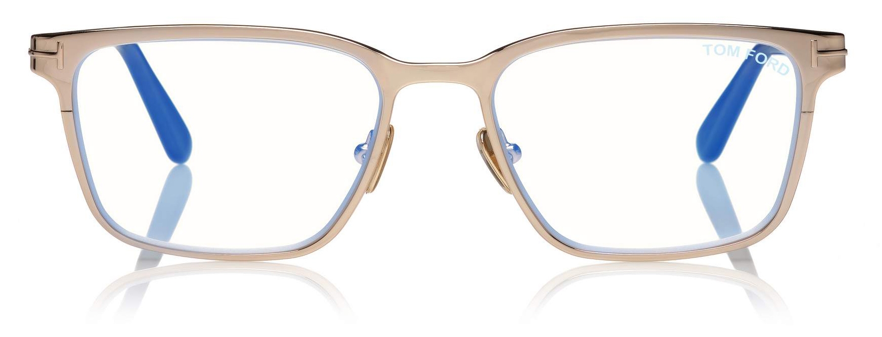 Tom Ford - Blue Block Squared Opticals - Square Optical Glasses - Rose Gold  - FT5733-B - Optical Glasses - Tom Ford Eyewear - Avvenice