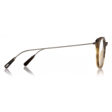 Tom Ford - Titanium Optical - Occhiali da Vista Rotondi - Corno  - FT5723-P - Occhiali da Vista - Tom Ford Eyewear