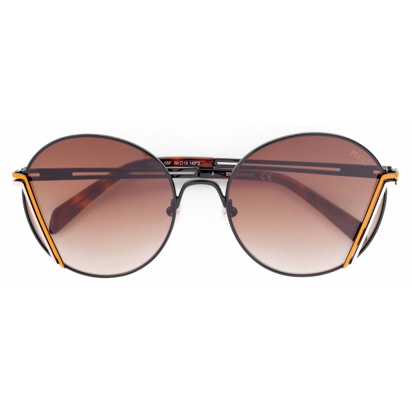 Emilio Pucci - Logo Round Sunglasses - Black Orange White - Sunglasses - Emilio Pucci Eyewear