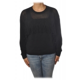 Pinko - Sweater Valgualnera with Fringes and Openwork - Black - Sweater - Made in Italy - Luxury Exclusive Collection