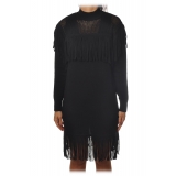 Pinko - Knitted Dress Sagrantino with Fringes - Black - Dress - Made in Italy - Luxury Exclusive Collection