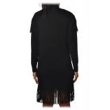 Pinko - Knitted Dress Sagrantino with Fringes - Black - Dress - Made in Italy - Luxury Exclusive Collection