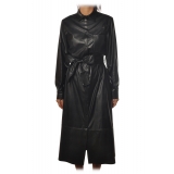 Pinko - Eco-leather Long Shirt Dress Maris - Black - Dress - Made in Italy - Luxury Exclusive Collection