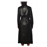 Pinko - Eco-leather Long Shirt Dress Maris - Black - Dress - Made in Italy - Luxury Exclusive Collection