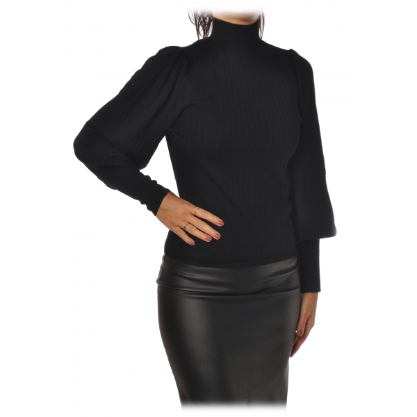 Pinko - Sweater Maccarese in Ribbed Wool - Black - Sweater - Made in Italy - Luxury Exclusive Collection