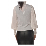 Pinko - Sweater Maccarese in Ribbed Wool - White - Sweater - Made in Italy - Luxury Exclusive Collection