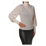 Pinko - Sweater Maccarese in Ribbed Wool - White - Sweater - Made in Italy - Luxury Exclusive Collection