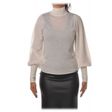 Pinko - Maglia Maccarese in Lana a Coste - Bianco - Maglione - Made in Italy - Luxury Exclusive Collection