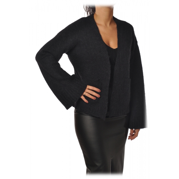 Pinko - Cardigan Vulcania in Alpaca Wool - Black - Sweater - Made in Italy - Luxury Exclusive Collection