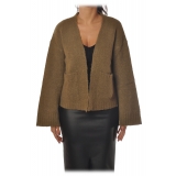 Pinko - Cardigan Vulcaia in Maglia in Lana Alpaca - Beige - Maglione - Made in Italy - Luxury Exclusive Collection