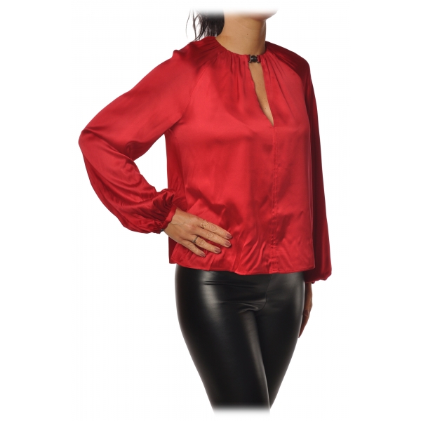 Pinko - Blouse Shirt Famatina in Shiny Silk - Red - Shirt - Made in Italy - Luxury Exclusive Collection