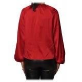 Pinko - Blusa Famatina in Seta Lucida - Rosso - Camicia - Made in Italy - Luxury Exclusive Collection