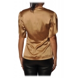 Pinko - Blusa Williamson in Seta Lucida - Oro - Camicia - Made in Italy - Luxury Exclusive Collection