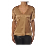 Pinko - Blusa Williamson in Seta Lucida - Oro - Camicia - Made in Italy - Luxury Exclusive Collection