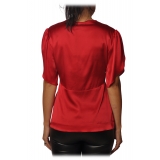 Pinko - Blusa Williamson in Seta Lucida - Rosso - Camicia - Made in Italy - Luxury Exclusive Collection