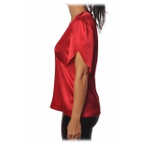 Pinko - Blusa Williamson in Seta Lucida - Rosso - Camicia - Made in Italy - Luxury Exclusive Collection