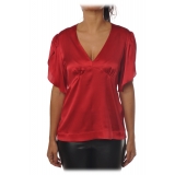 Pinko - Blusa Williamson in Seta Lucida - Rosso - Camicia - Made in Italy - Luxury Exclusive Collection